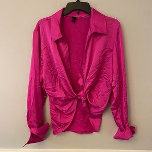 Wild fable shiny pink long sleeve shirt no buttons. XXL
